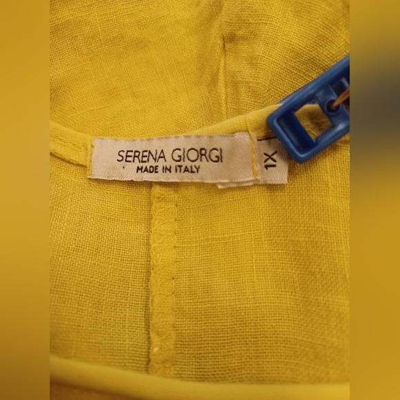 Serena Giorgi 100% Linen Goldenrod S/S Midi EUC Size XL - Picture 8 of 9